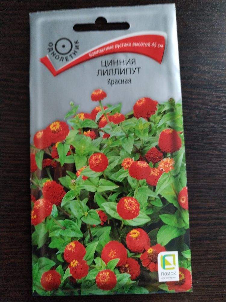 Цинния Лиллипут красная